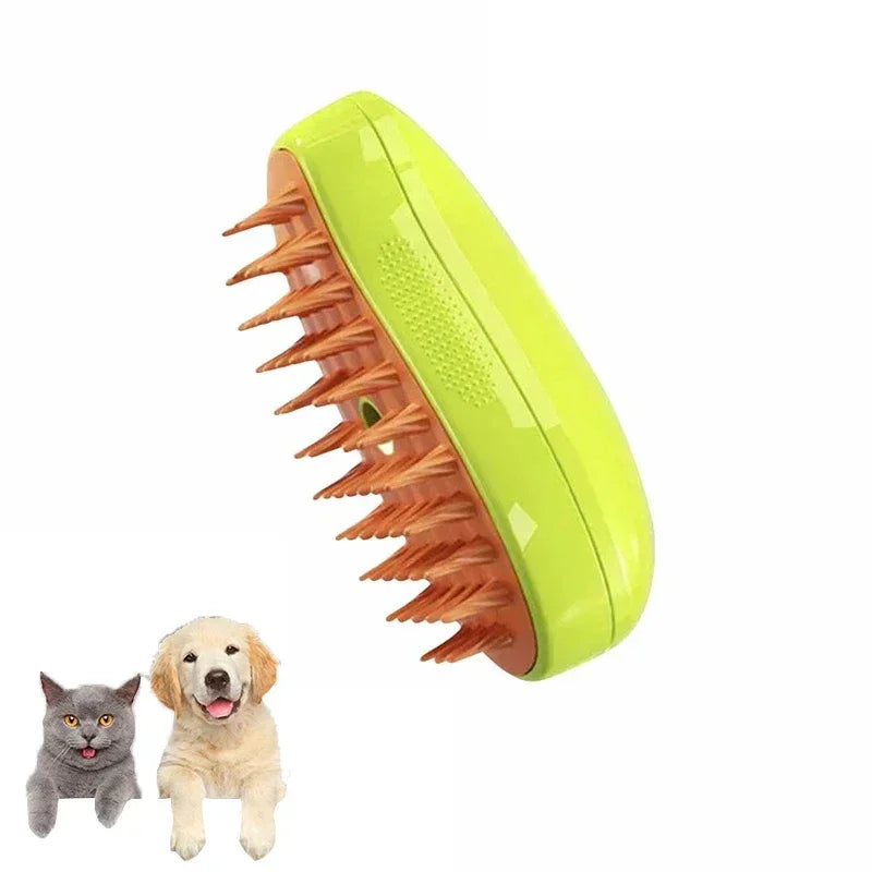 at and Dog 3-in-1 Steamy Massage Comb with Electric Sprayer. A Pet Grooming Tool for Shedding Prevention